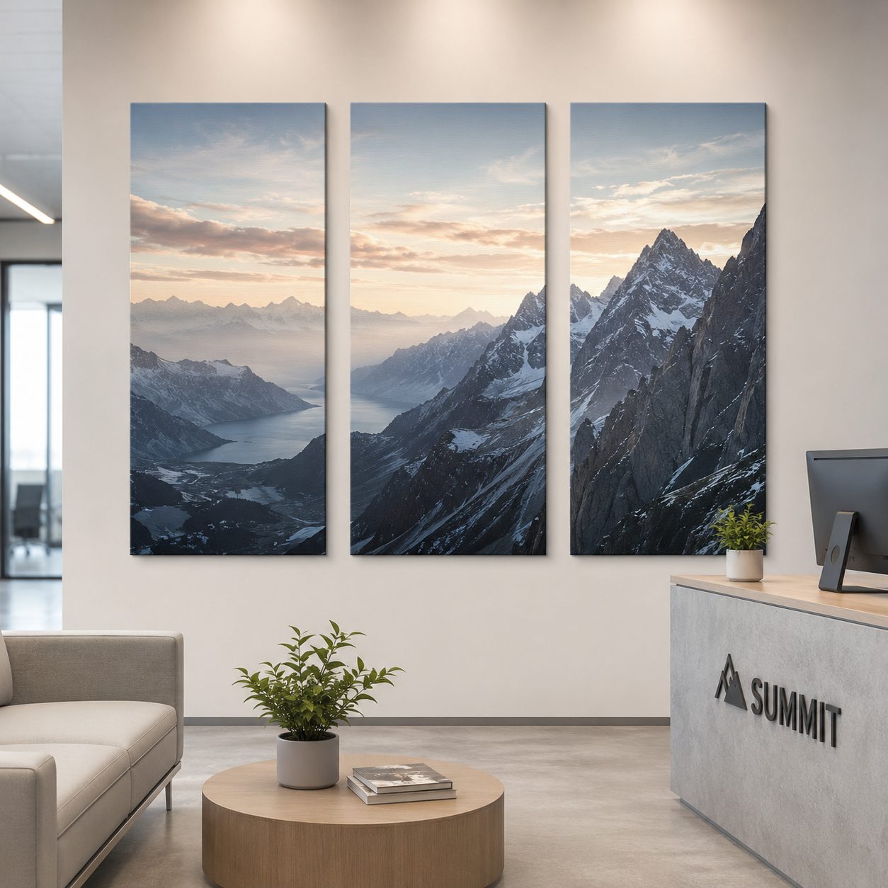 Leinwand-Mehrteiler fürs Büro als professionelle Wandgestaltung